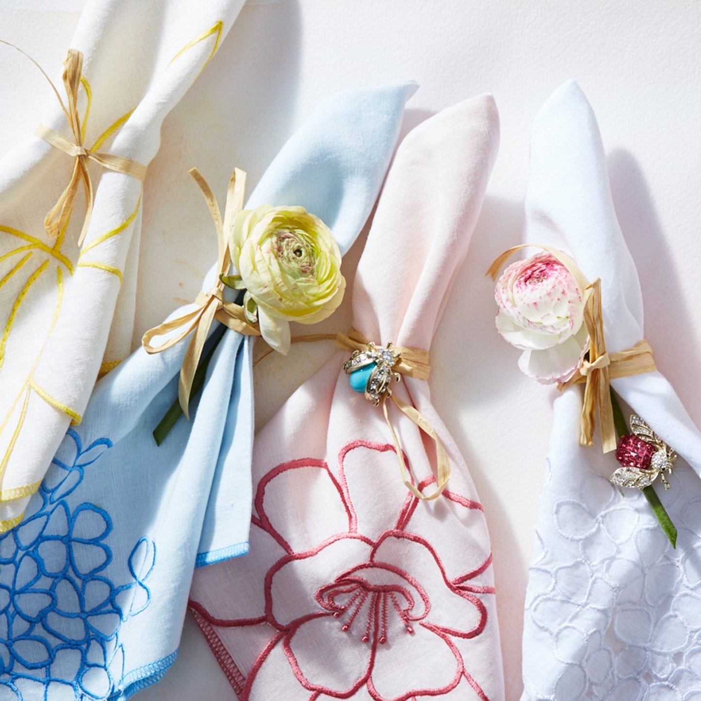 Peony Dinner Napkins Set of Two Peony Symbol Good Fortune Wedding Gift