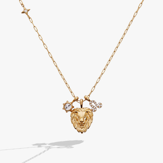 Leo Zodiac Charm Cluster Necklace Celestial Symbolic Gift for Her