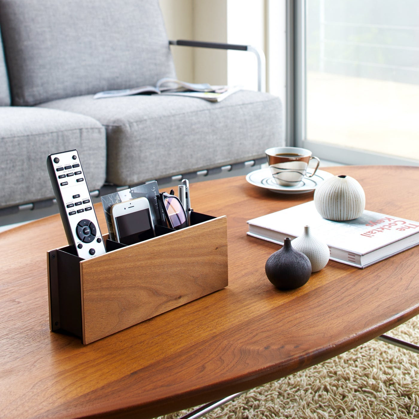 Small Steel & Wood Desk Organizer — Modern Home Caddy
