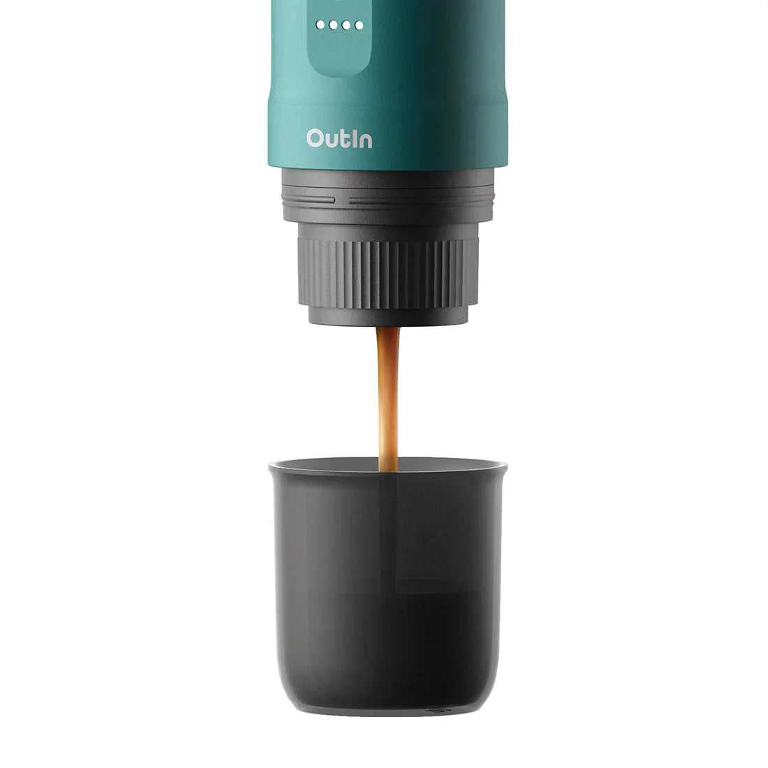 Nano Portable Espresso Machine OutIn Teal for Travel and Coffee Gifts