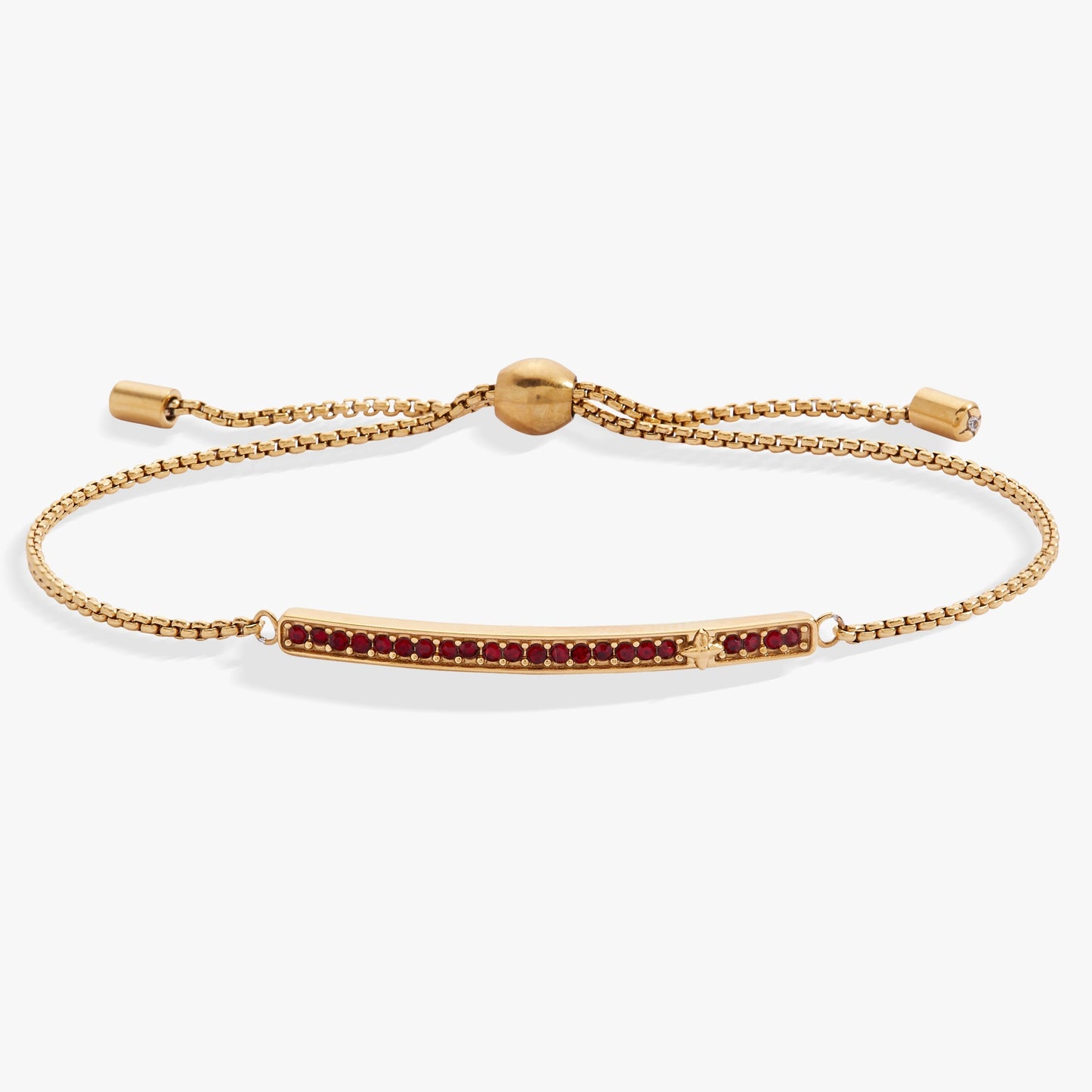 January Everyday Birthstone Pave Bolo Bracelet with Siam Red Glow Gift