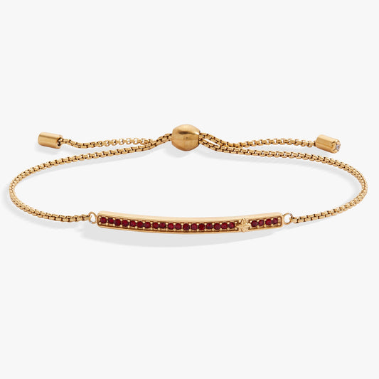 January Everyday Birthstone Pave Bolo Bracelet with Siam Red Glow Gift
