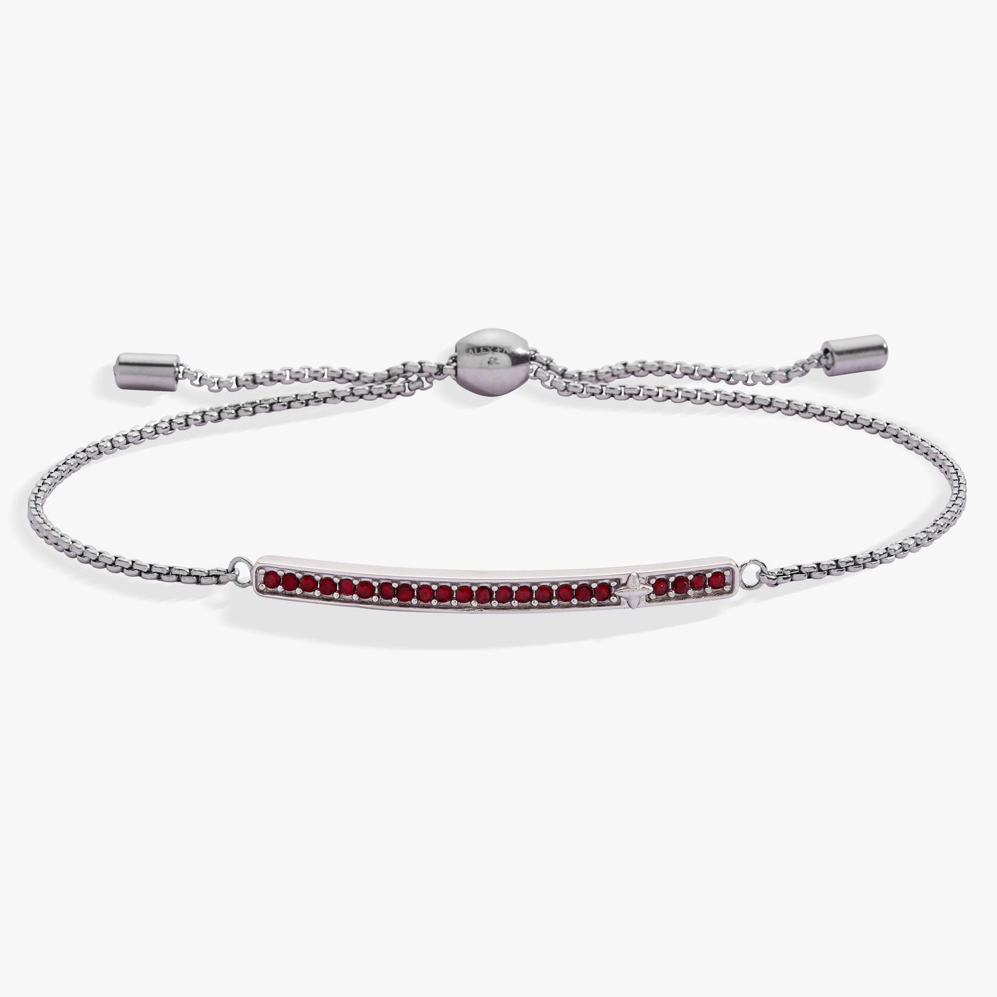 January Everyday Birthstone Pave Bolo Bracelet with Siam Red Glow Gift