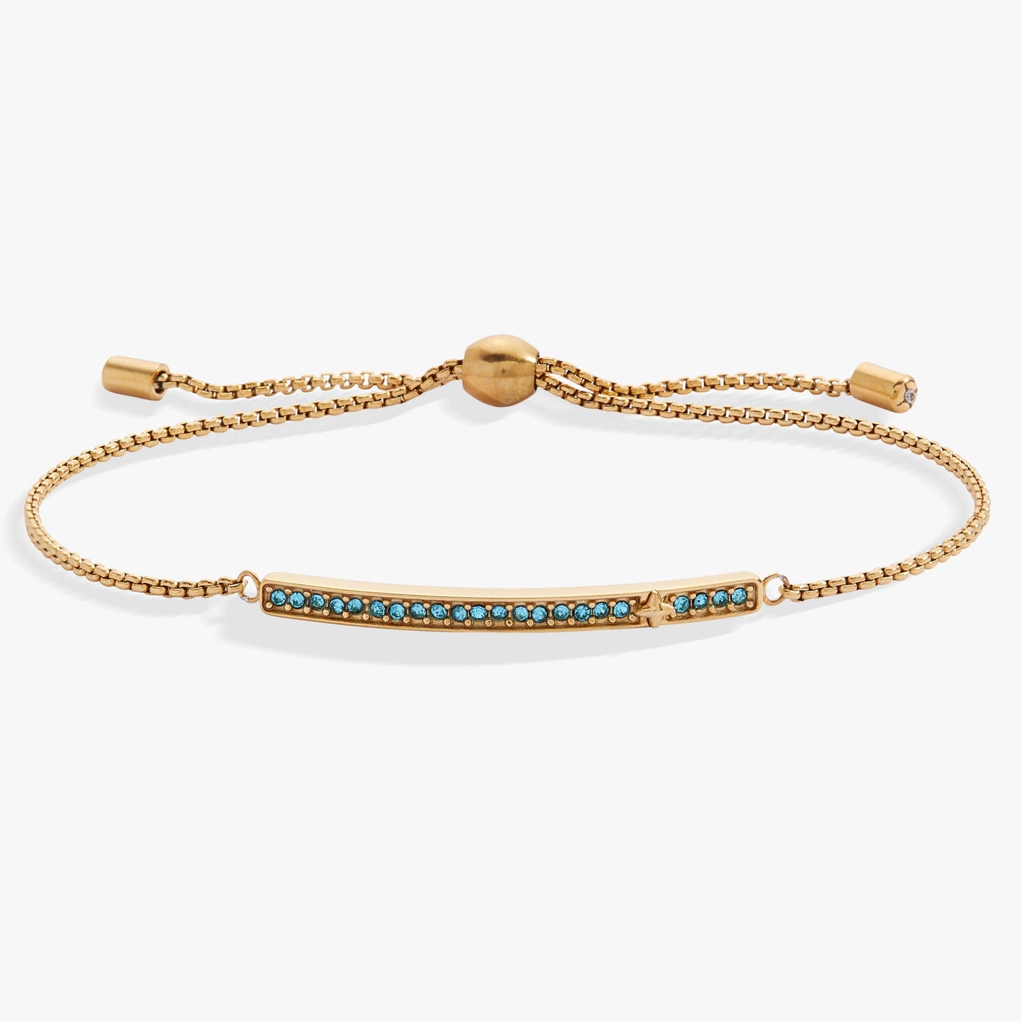 March Everyday Birthstone Pave Bolo Bracelet with Aquamarine Glow Gift