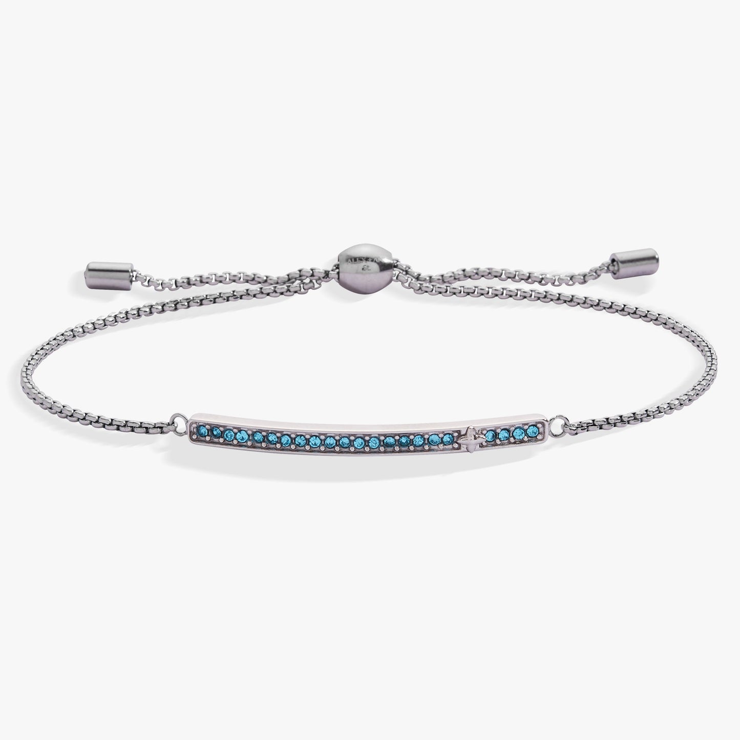 March Everyday Birthstone Pave Bolo Bracelet with Aquamarine Glow Gift