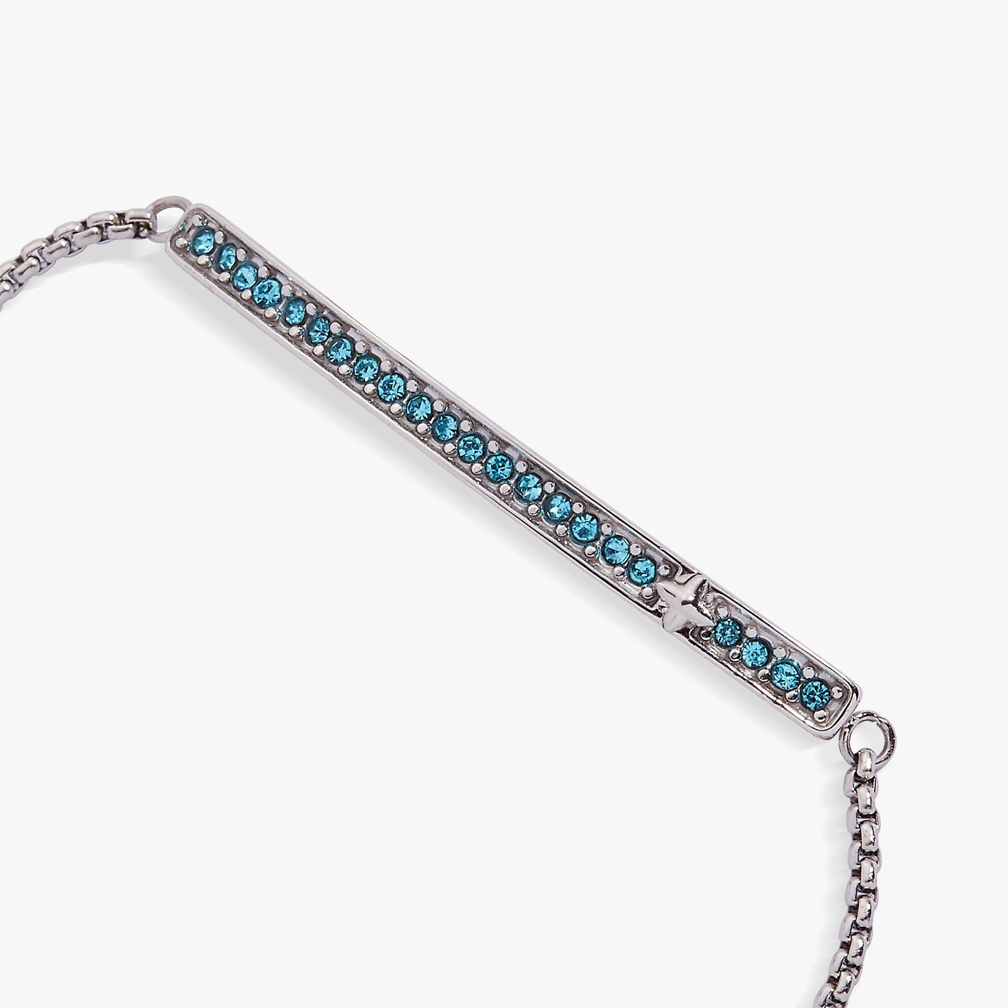 March Everyday Birthstone Pave Bolo Bracelet with Aquamarine Glow Gift