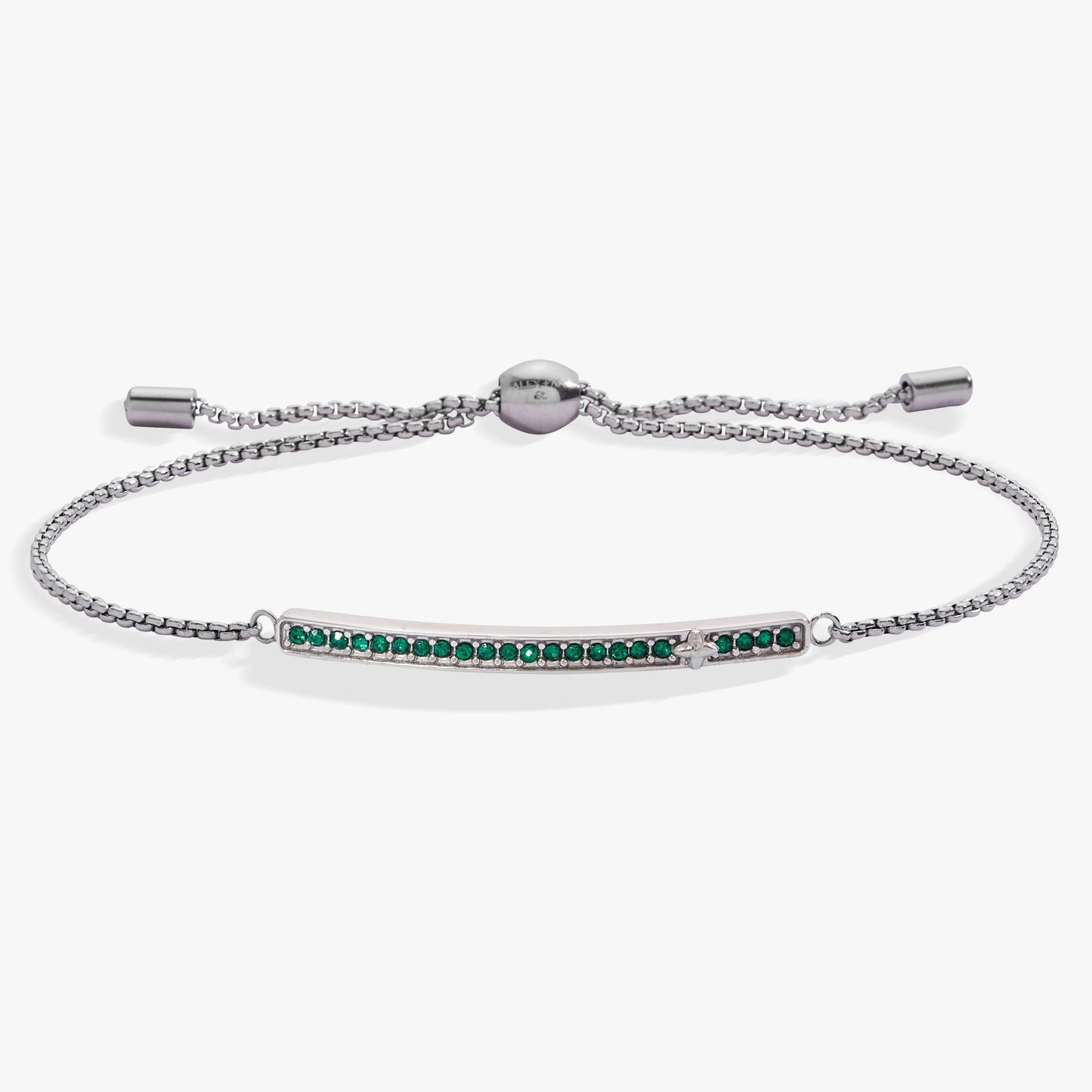 May Everyday Birthstone Pave Bolo Bracelet with Emerald Green Glow Set