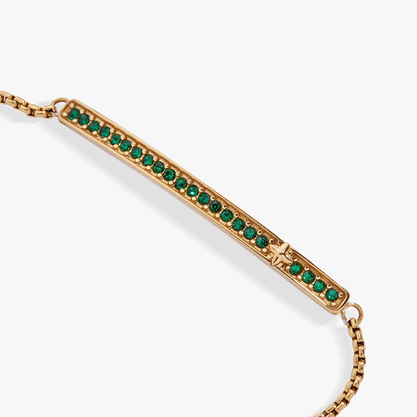 May Everyday Birthstone Pave Bolo Bracelet with Emerald Green Glow Set