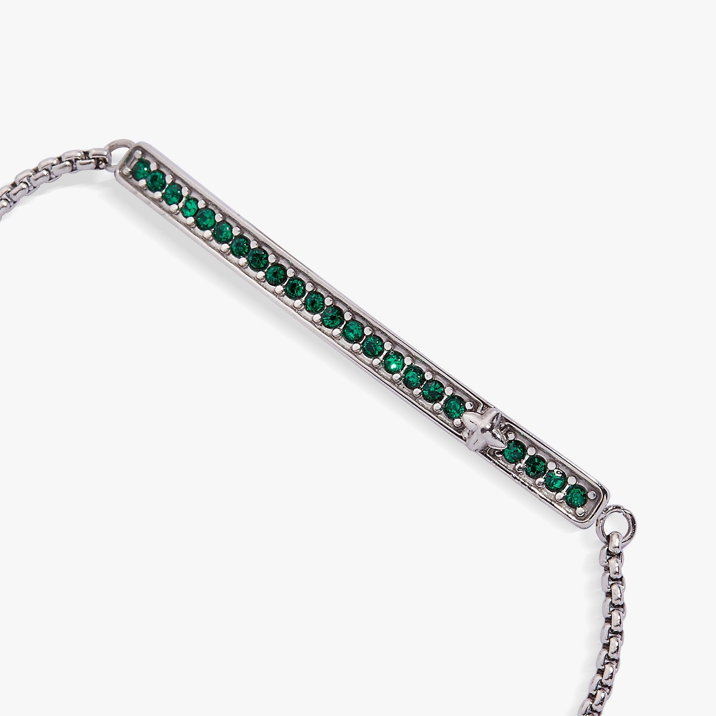 May Everyday Birthstone Pave Bolo Bracelet with Emerald Green Glow Set