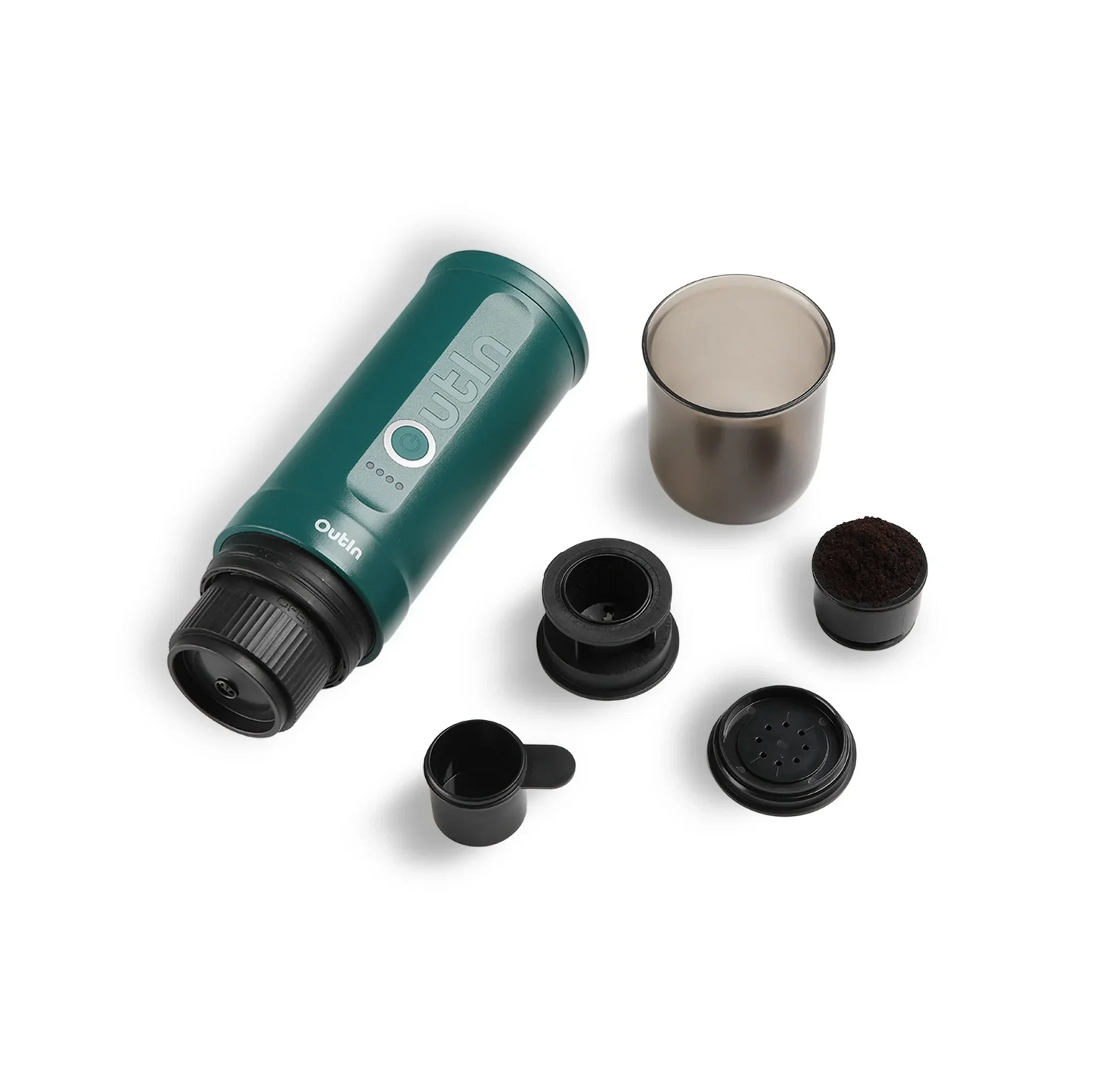 Nano Portable Espresso Machine OutIn Teal for Travel and Coffee Gifts