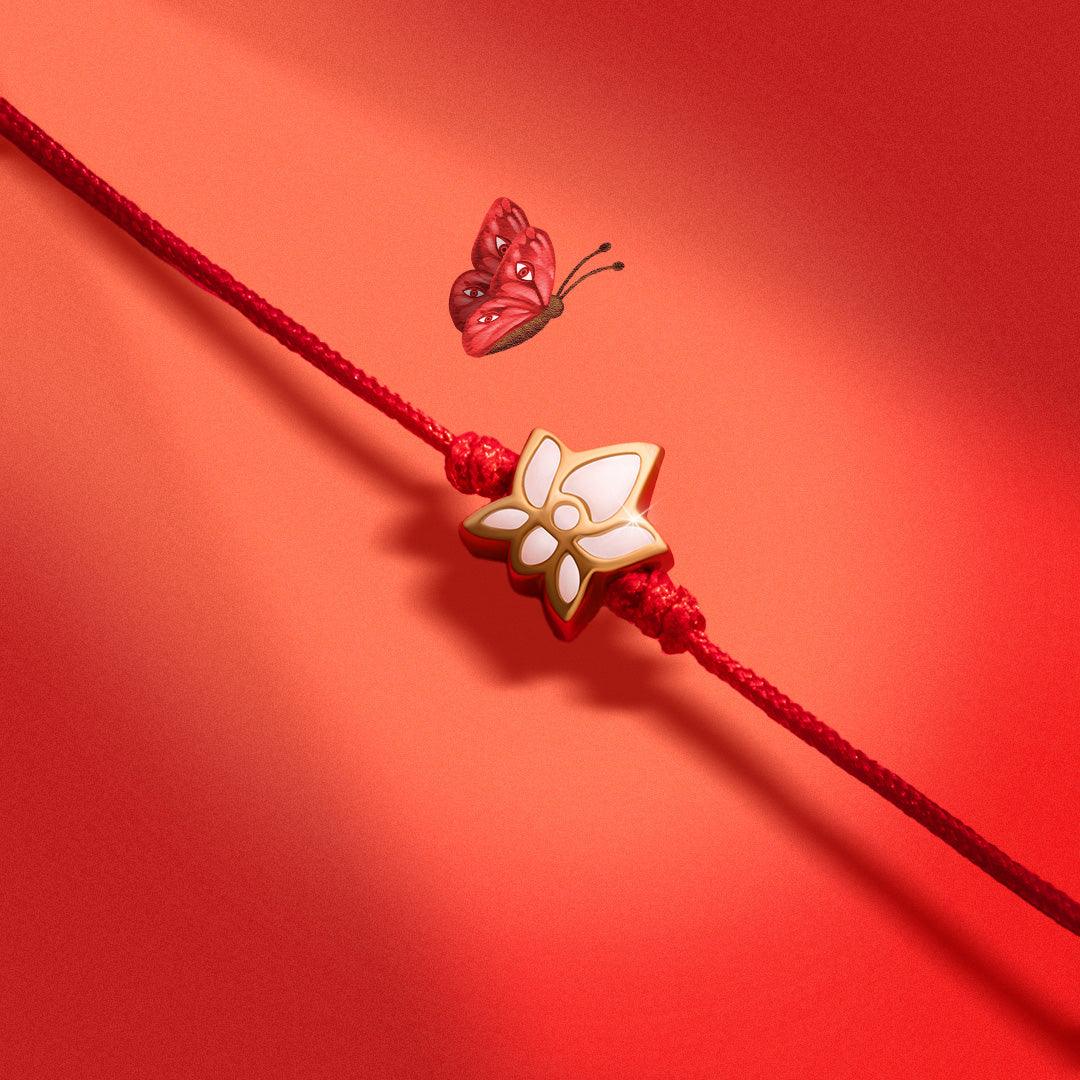 Obstacle Crusher Red String Lotus Charm Bracelet