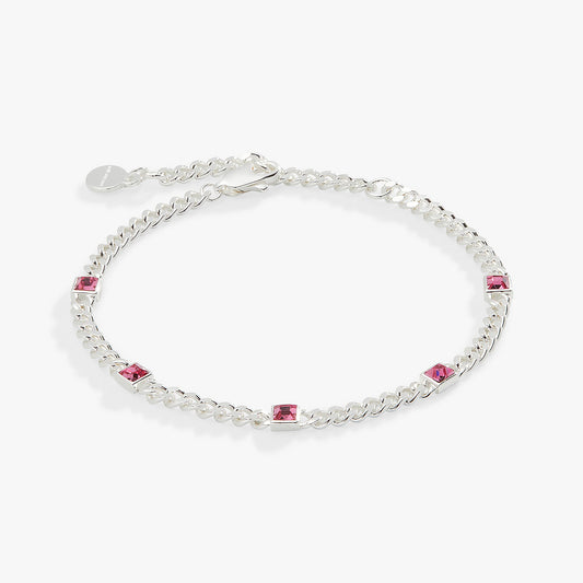 October Birthstone Rose Crystal Curb Chain Bracelet Meaningful Gift