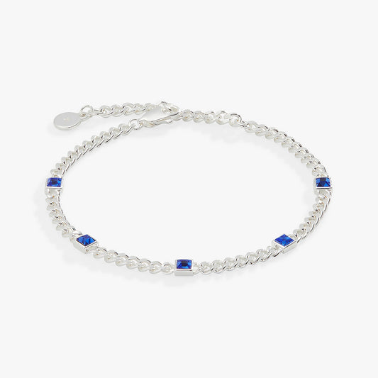 September Birthstone Sapphire Curb Chain Bracelet Meaningful Gift