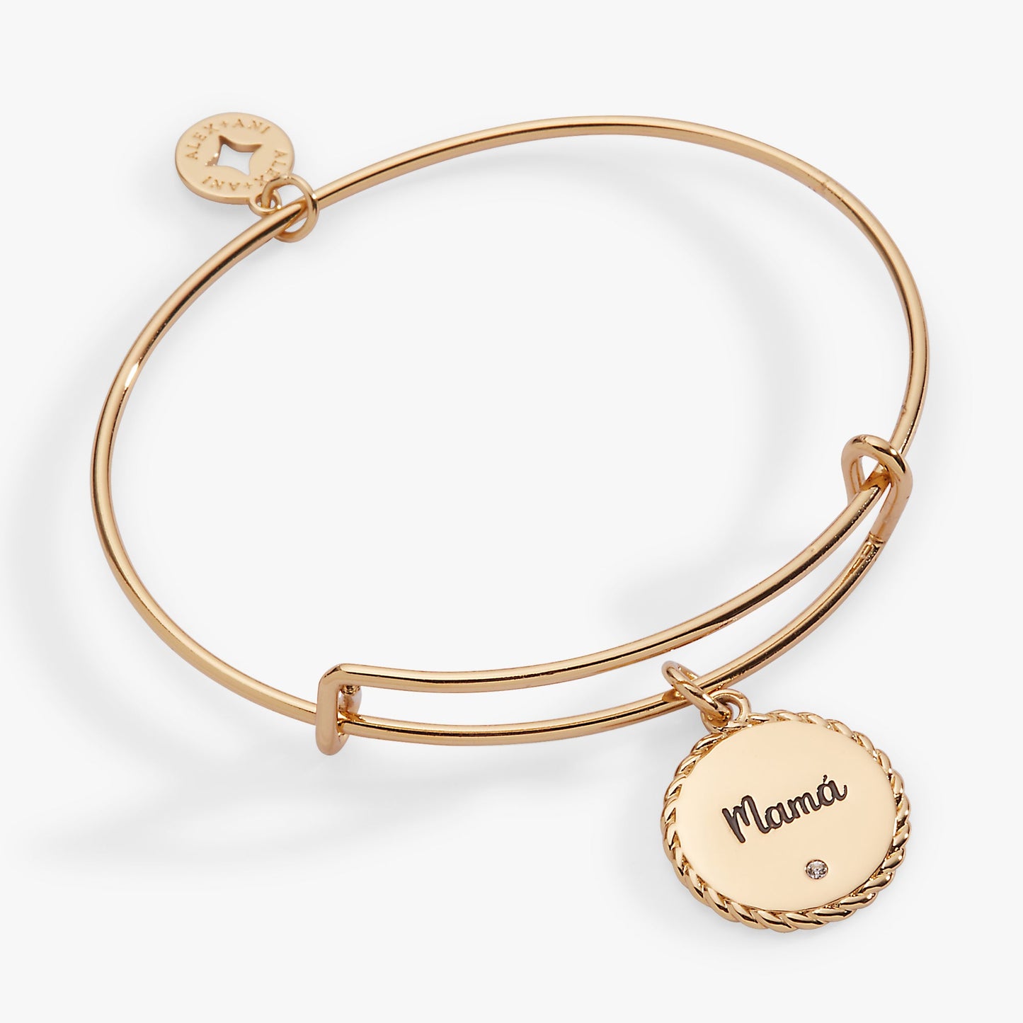 Mama Charm Bangle Bracelet with Engraved Message & Crystal Accent Gift