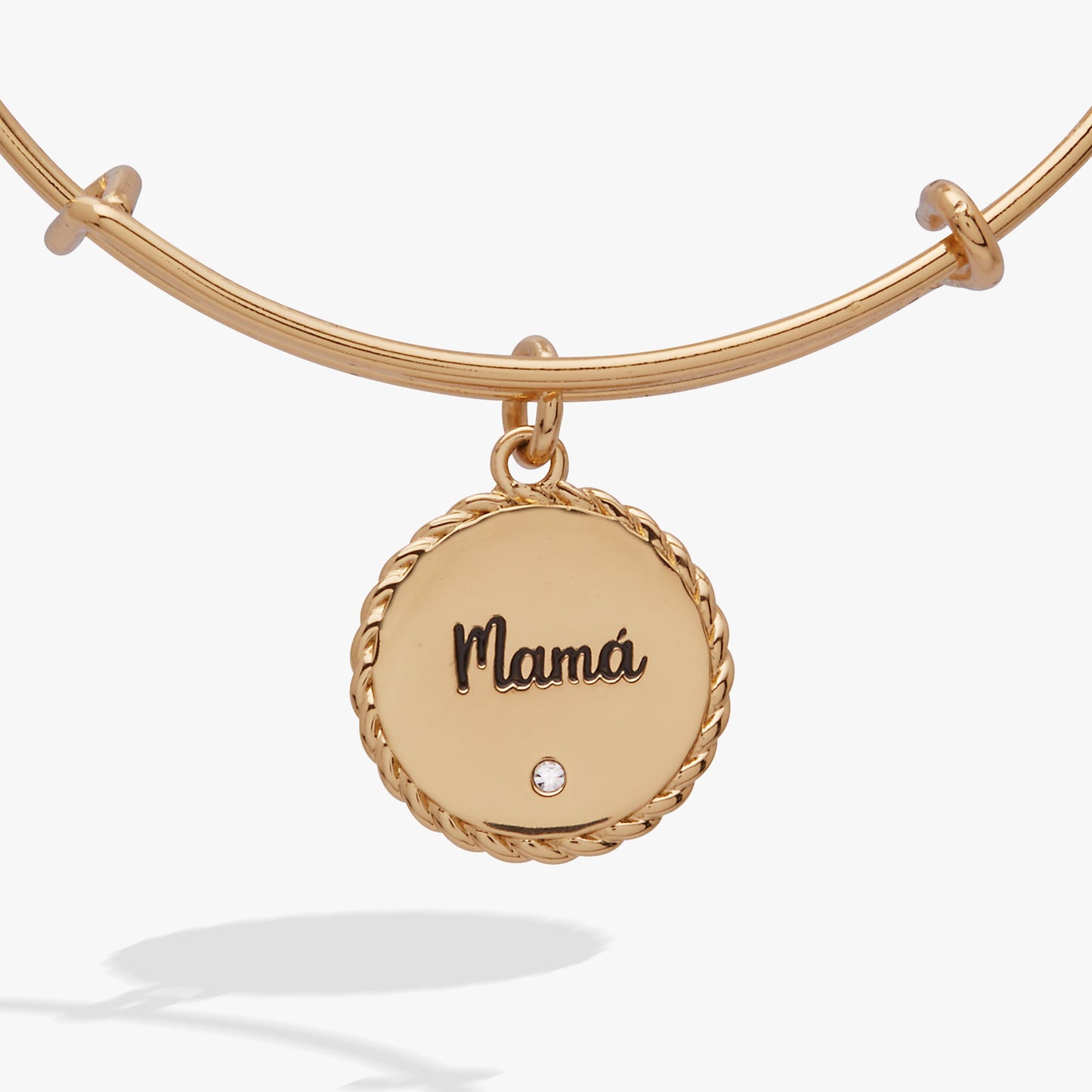 Mama Charm Bangle Bracelet with Engraved Message & Crystal Accent Gift