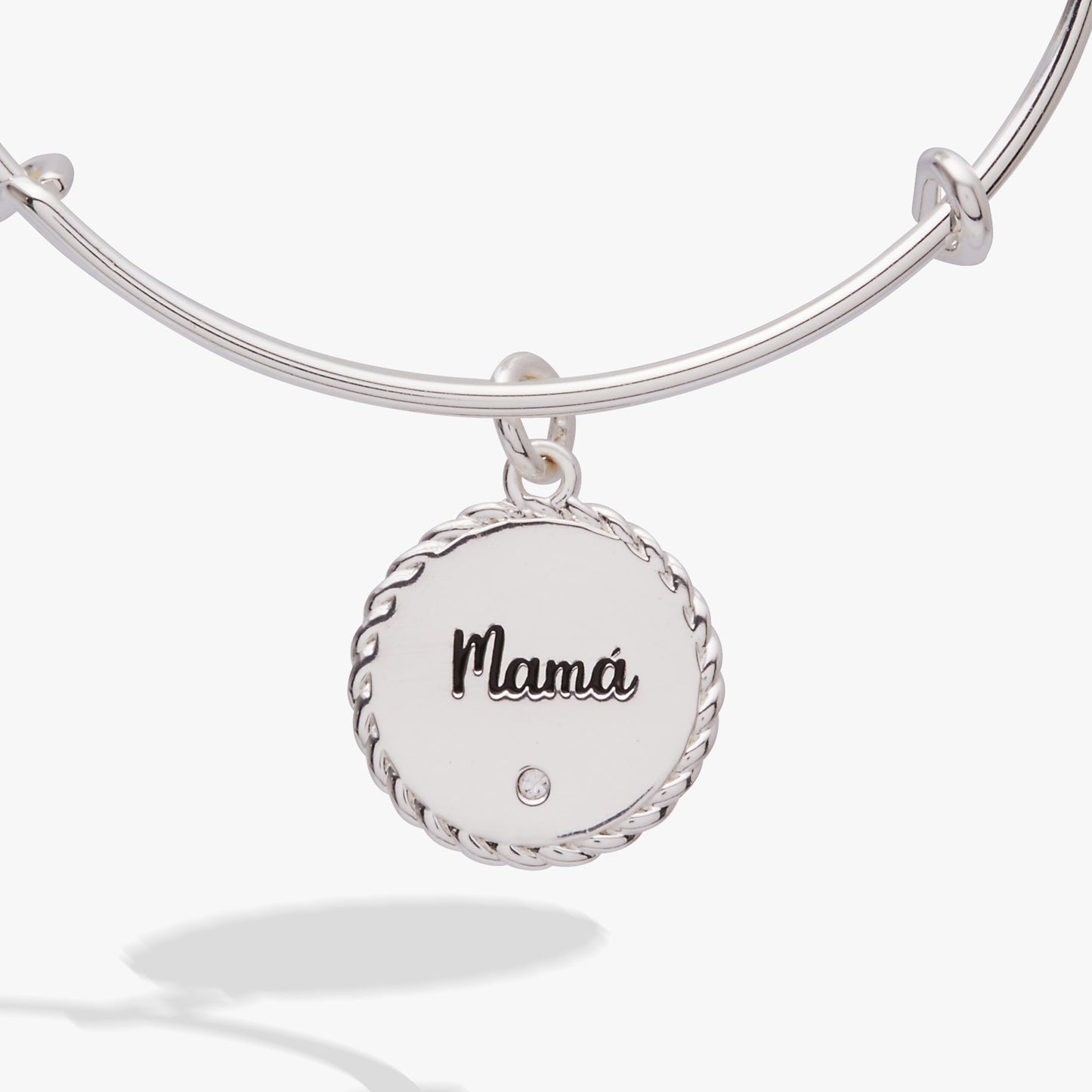 Mama Charm Bangle Bracelet with Engraved Message & Crystal Accent Gift