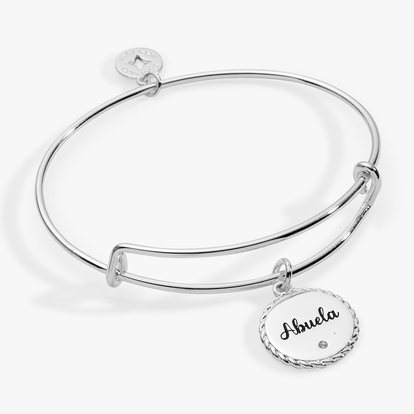 Abuela Charm Bangle Bracelet with Crystal and Family Engraving Gift Gi