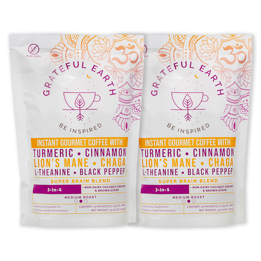 Two-Bag Super Brain Coffee Bundle — 3-in-1 Medium Roast, 6 Nootropics