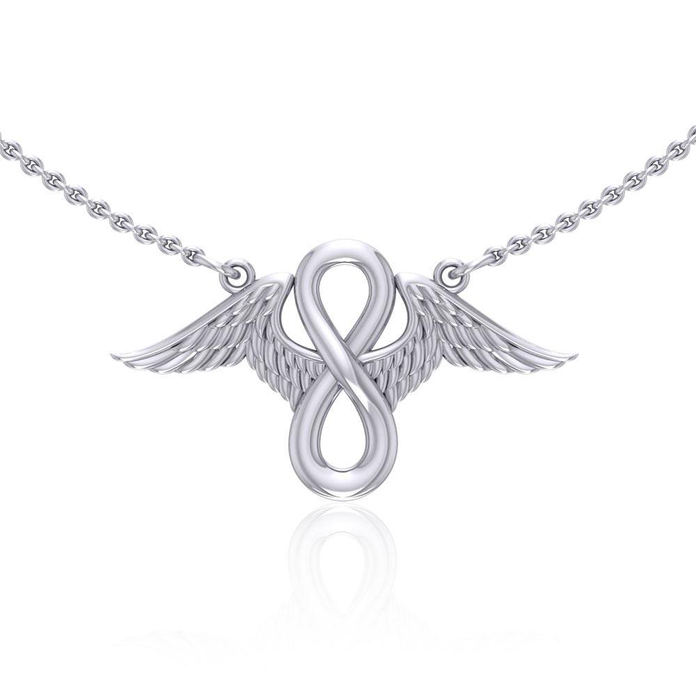 Angel Wings Infinity .925 Sterling Silver Necklace by Peter Stone