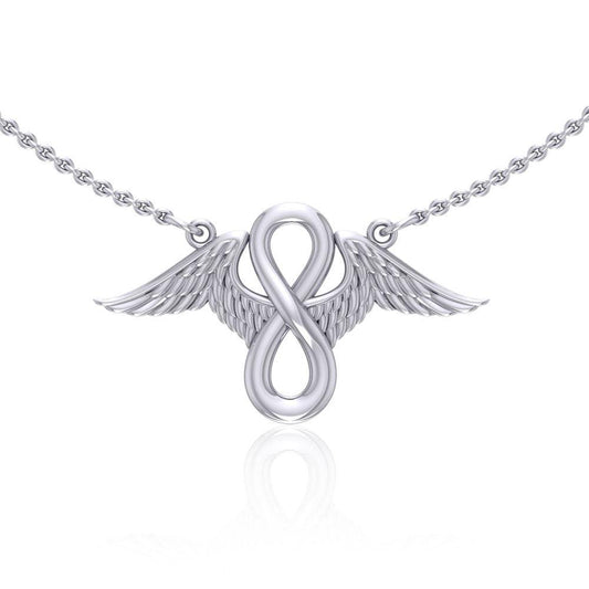 Angel Wings Infinity .925 Sterling Silver Necklace by Peter Stone