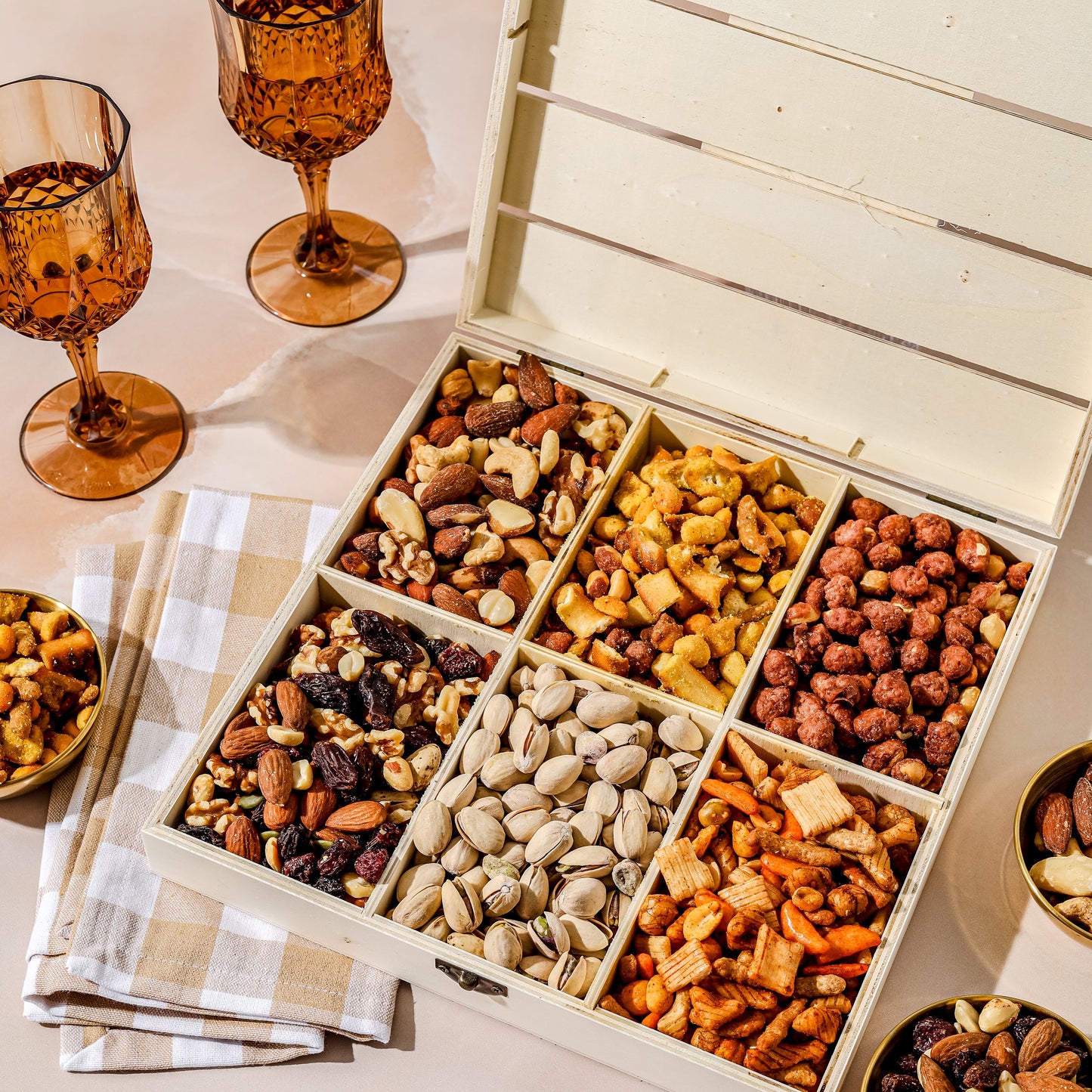 Gourmet Nut Sampler Crate – Reusable Wooden Gift