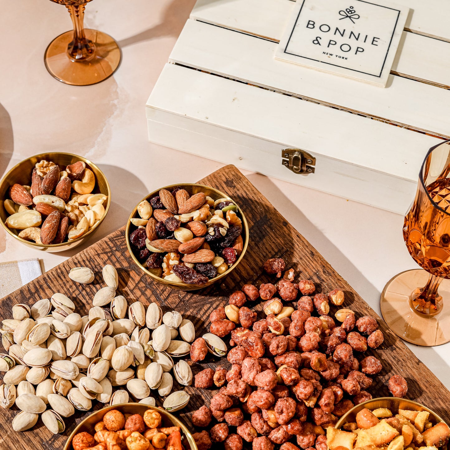 Gourmet Nut Sampler Crate – Reusable Wooden Gift