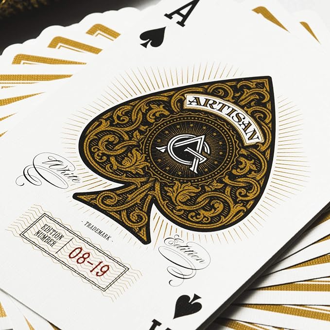White Artisan Luxury Playing Cards with Elegant Gold Foil Accents