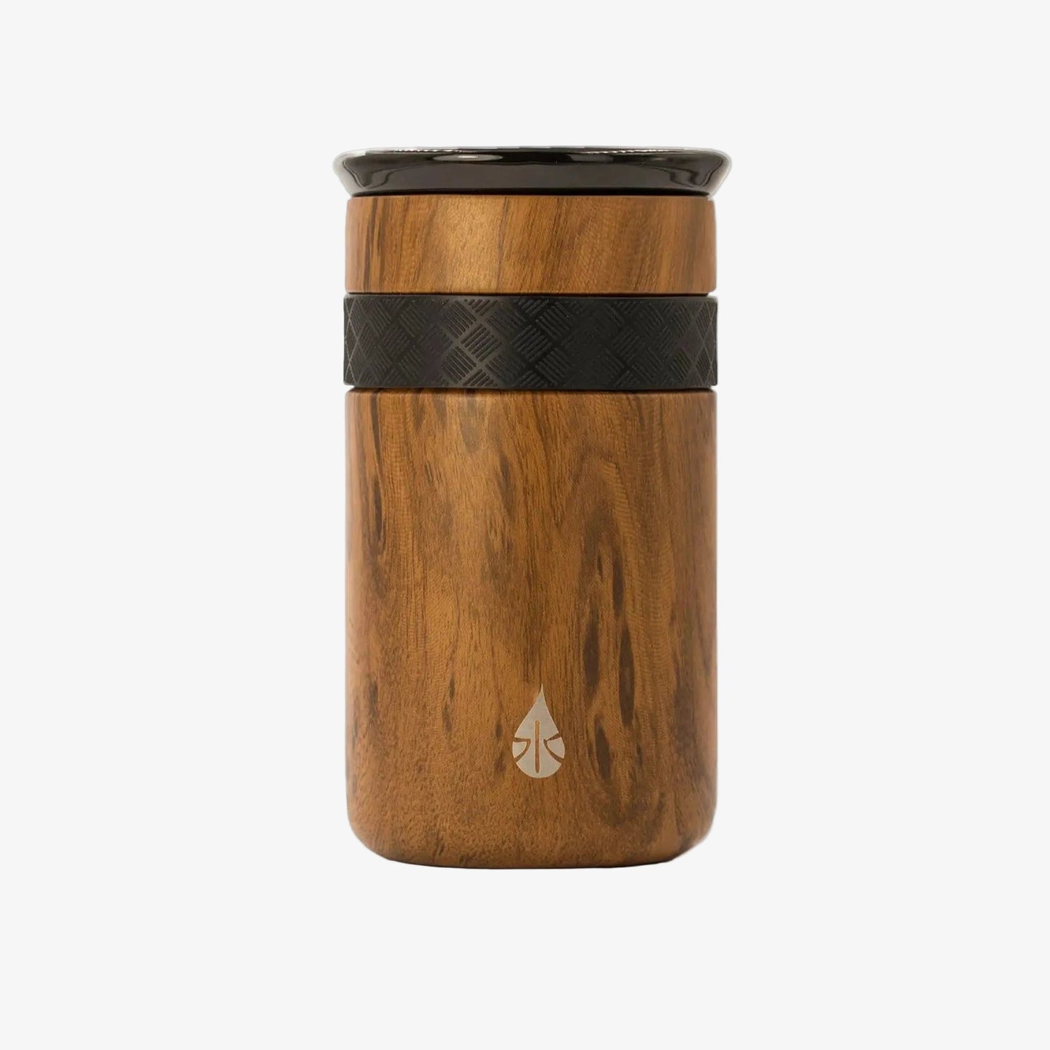 Elemental Teakwood Tumbler 16 oz insulated travel mug with ceramic-lined lid